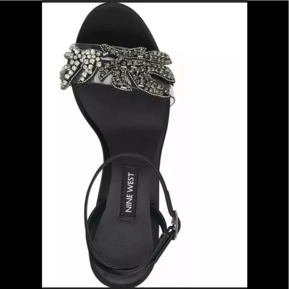 Nine West Black Ankle Strap Heel embellished - Picture 3 of 10